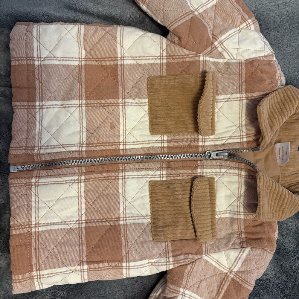 Wonder Nation Plaid Jacket - Brown and Cream